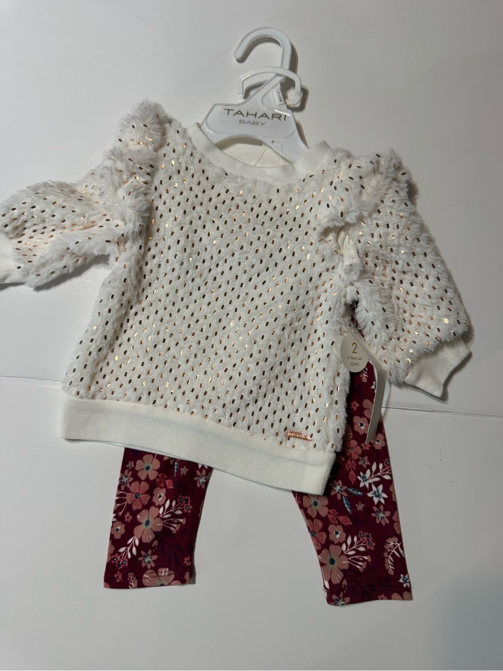 Tahari Cream Knit Top with Subtle Gold Dots - Baby girls